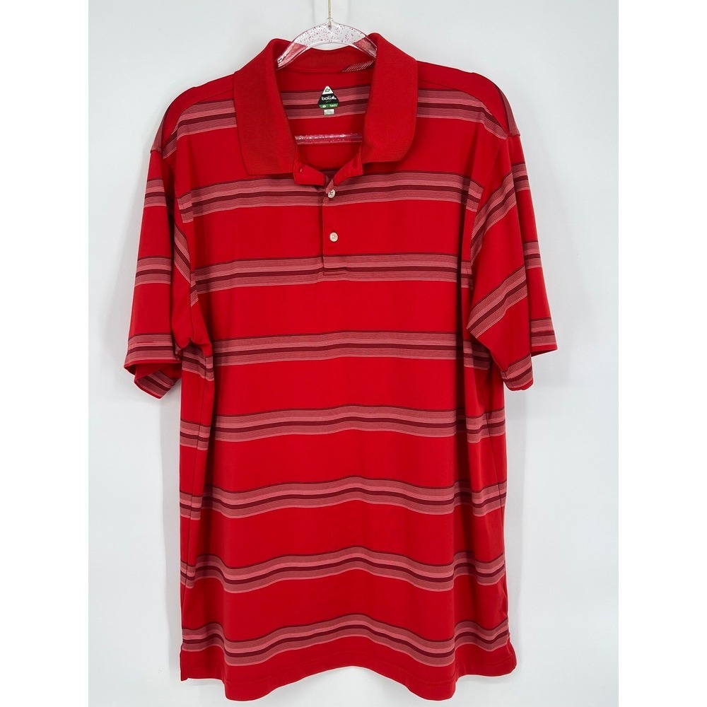 Walter Hagen Striped‎ Polo Shirt Golf Casual Short Sleeve Red Size XL
